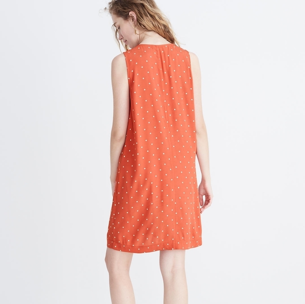 Madewell Heather Polka Dot Button Front Mini Swing Dress Orange Size XXS - Picture 2 of 10